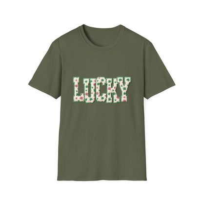 Lucky Clover T-Shirt — Floral ‘LUCKY’ Graphic St. Patrick’s Tee