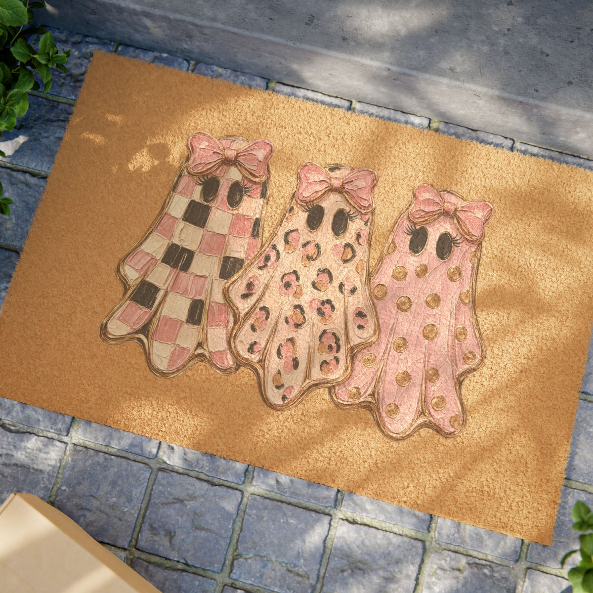 Pink Leopard Ghost Trio Doormat