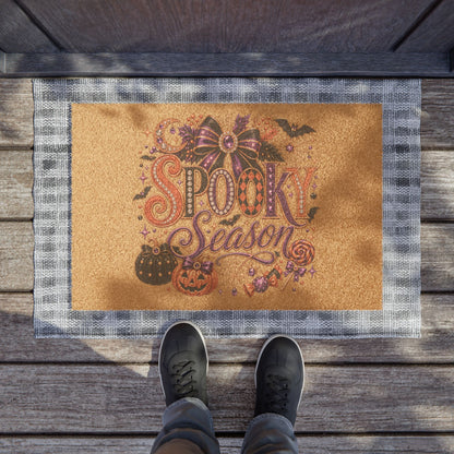 Spooky Season Halloween Doormat – Pumpkin & Bat Welcome Mat