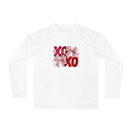 Long Sleeve Shirt — 'XO' Valentine's Floral Hugs & Kisses Performance Tee