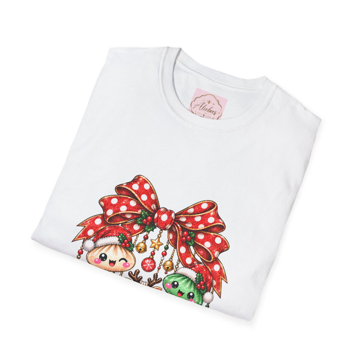 Christmas Mushroom Friends Bow Tee