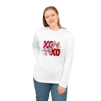 Long Sleeve Shirt — 'XO' Valentine's Floral Hugs & Kisses Performance Tee