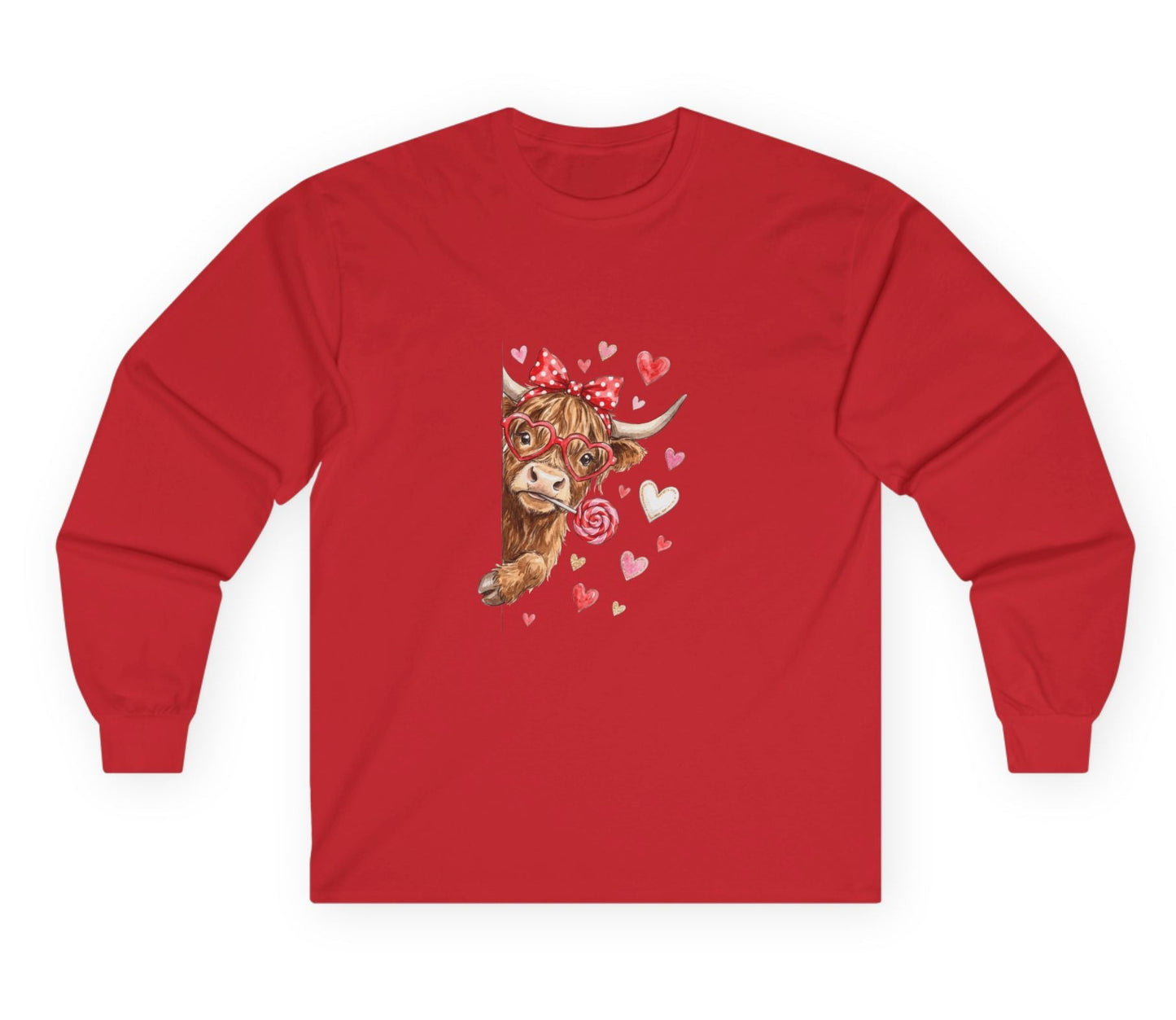 Valentine Cotton Long Sleeve Cow Tee