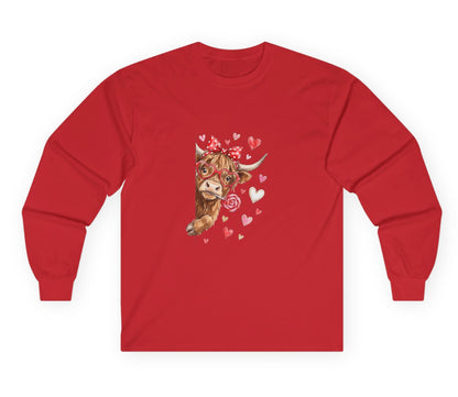 Valentine Cotton Long Sleeve Cow Tee
