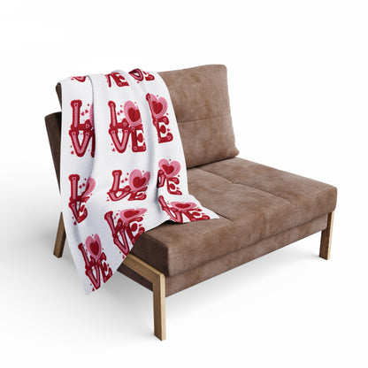 Red 'LOVE' Heart Fleece Blanket