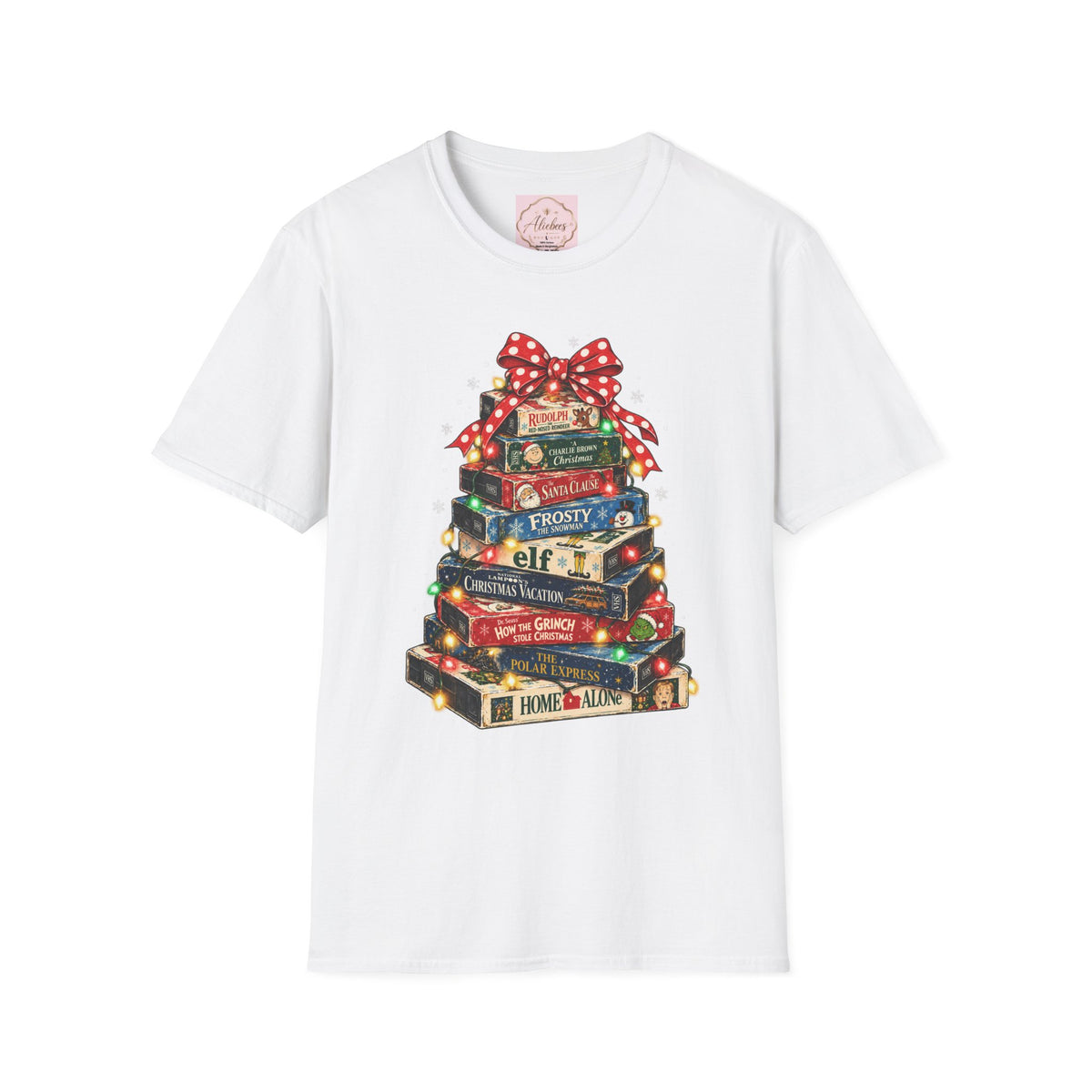 Christmas Book Stack Tree Tee