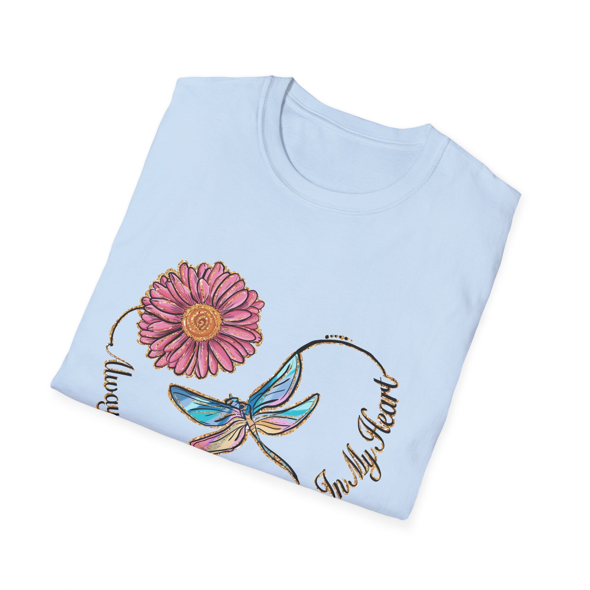 Forever In My Heart Dragonfly & Flower Memorial Tee