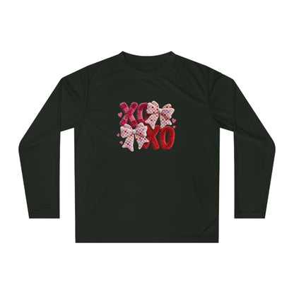 Long Sleeve Shirt — 'XO' Valentine's Floral Hugs & Kisses Performance Tee