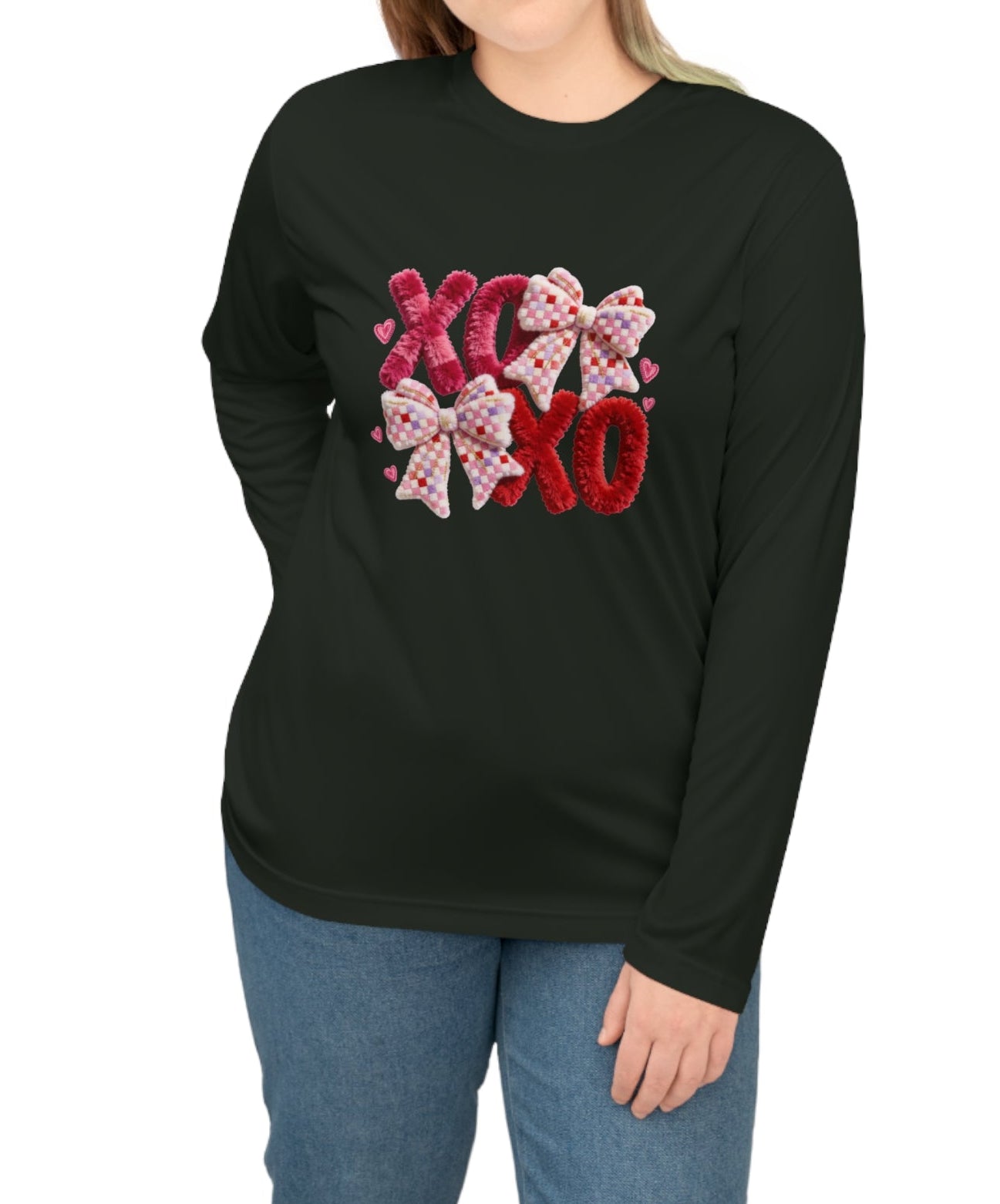Long Sleeve Shirt — 'XO' Valentine's Floral Hugs & Kisses Performance Tee
