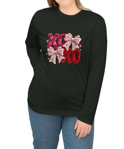 Long Sleeve Shirt — 'XO' Valentine's Floral Hugs & Kisses Performance Tee