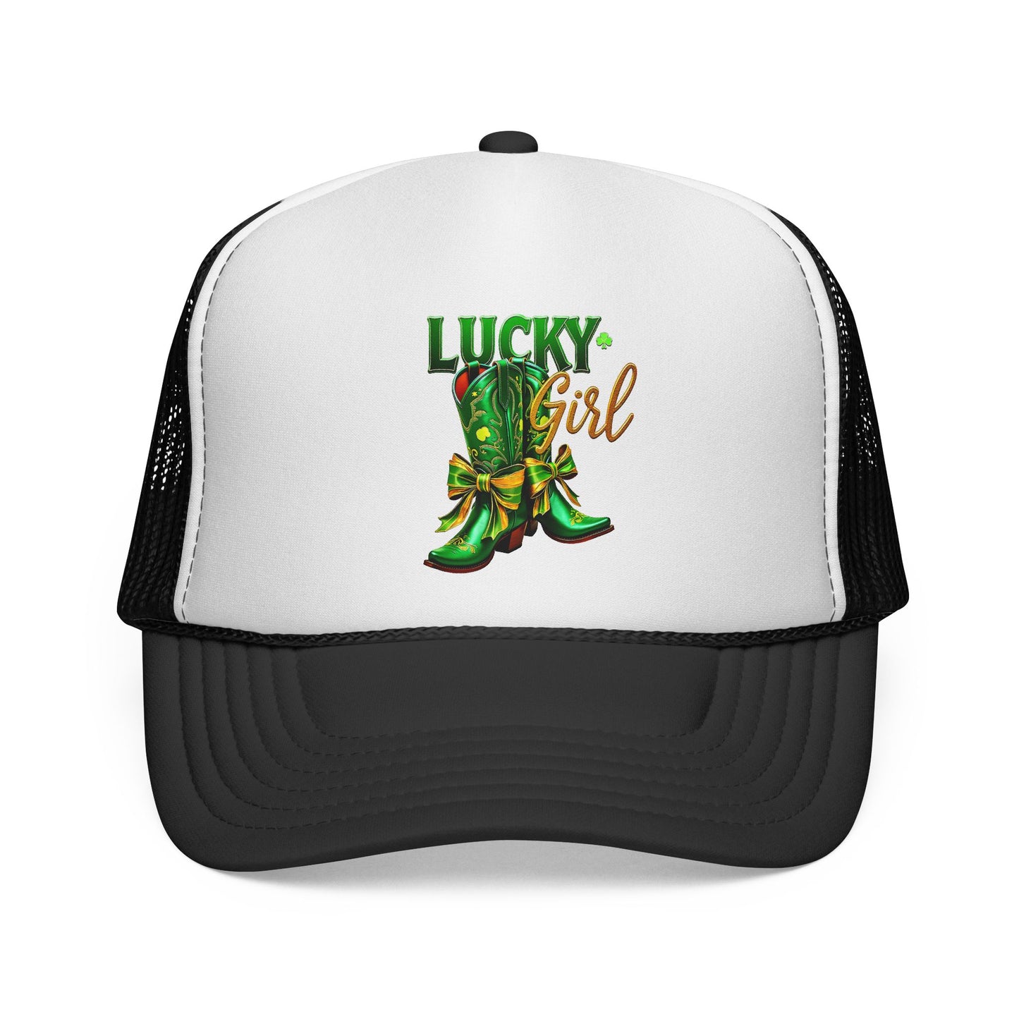 Lucky Girl Green Boots Trucker Hat