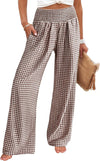 Womens Striped Gingham Palazzo Pants