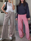 Womens Striped Gingham Palazzo Pants