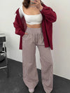 Womens Striped Gingham Palazzo Pants