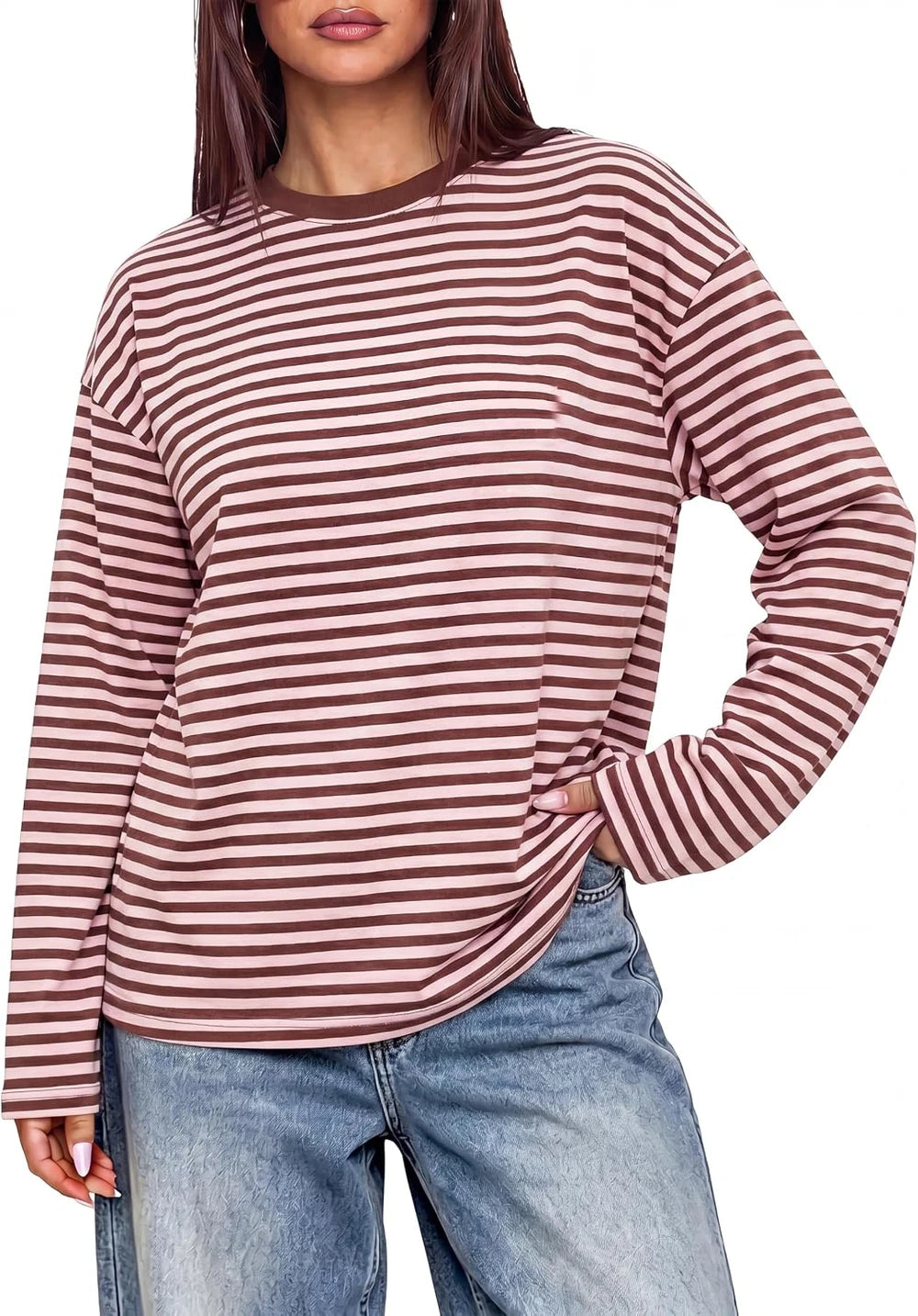 Striped Long Sleeve Crewneck Top