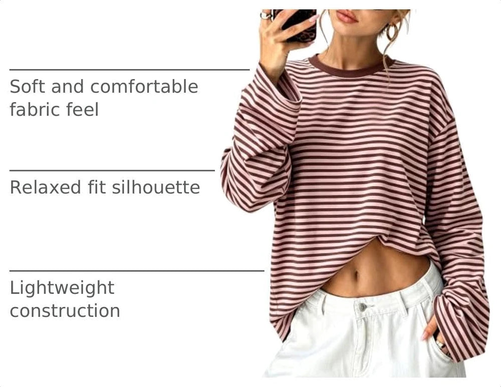 Striped Long Sleeve Crewneck Top