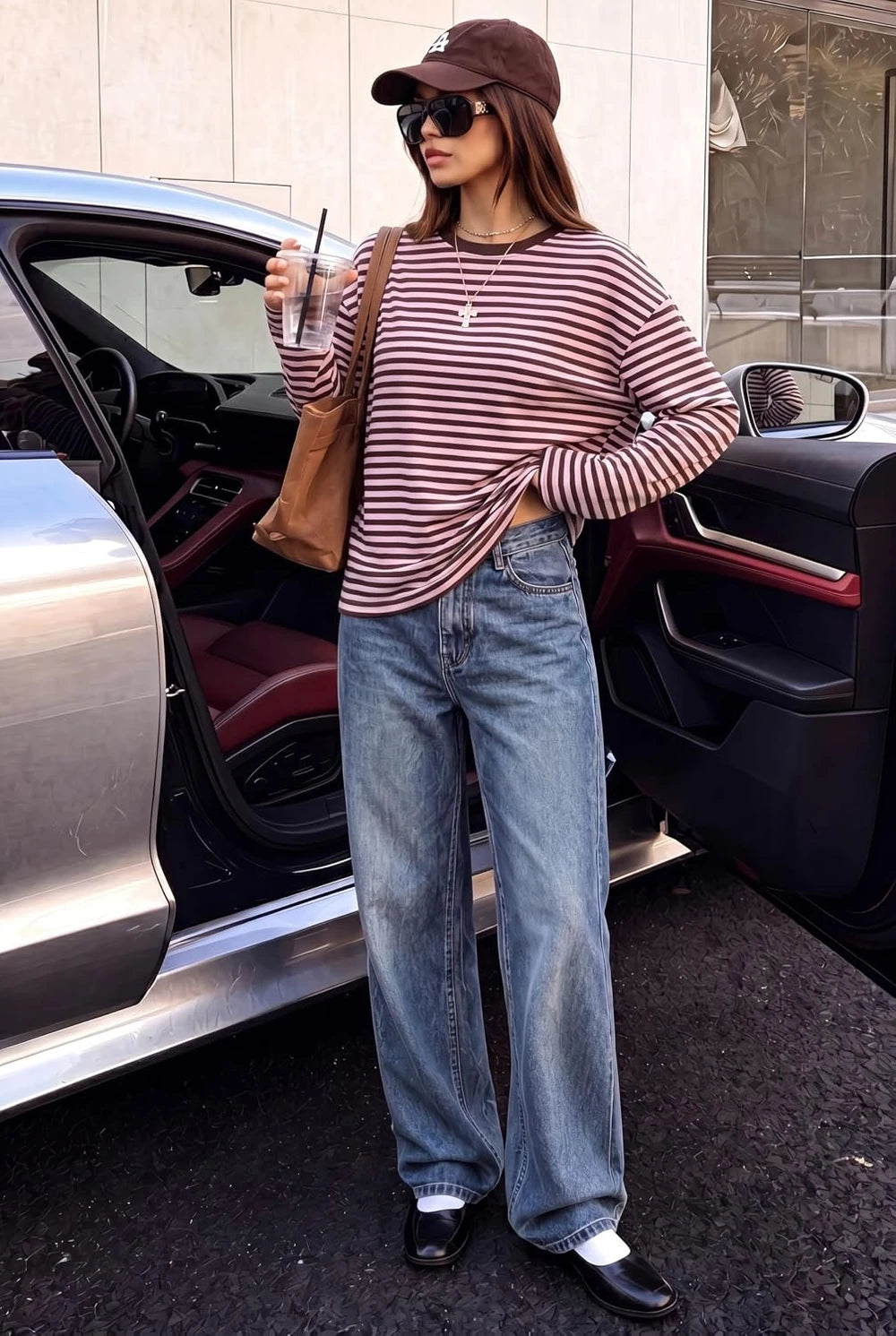 Striped Long Sleeve Crewneck Top