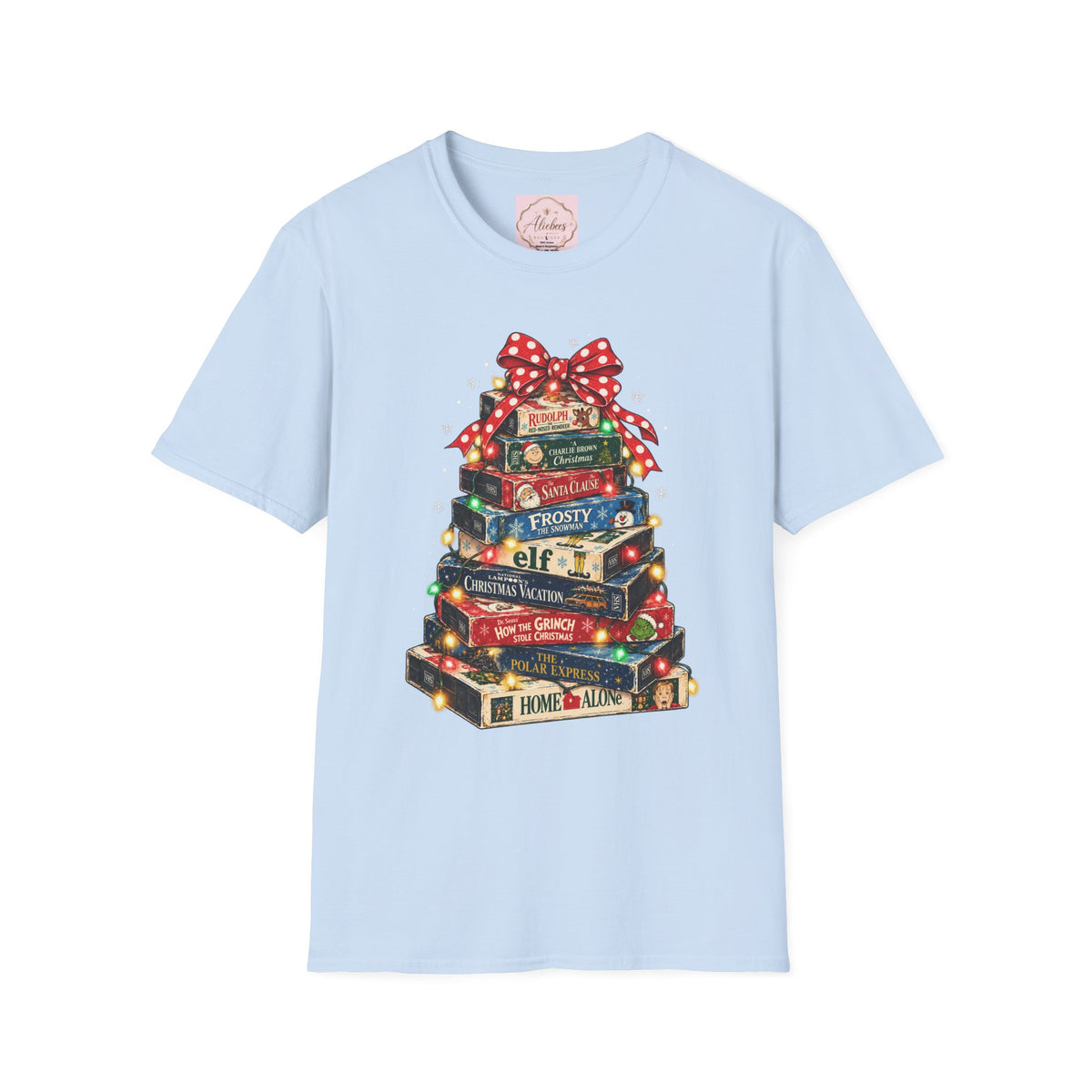 Christmas Book Stack Tree Tee
