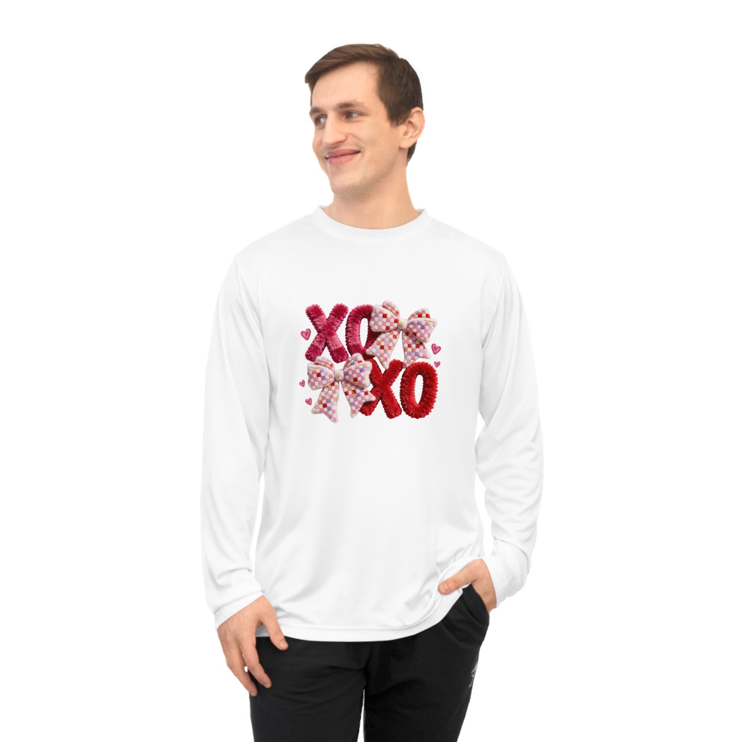 Long Sleeve Shirt — 'XO' Valentine's Floral Hugs & Kisses Performance Tee