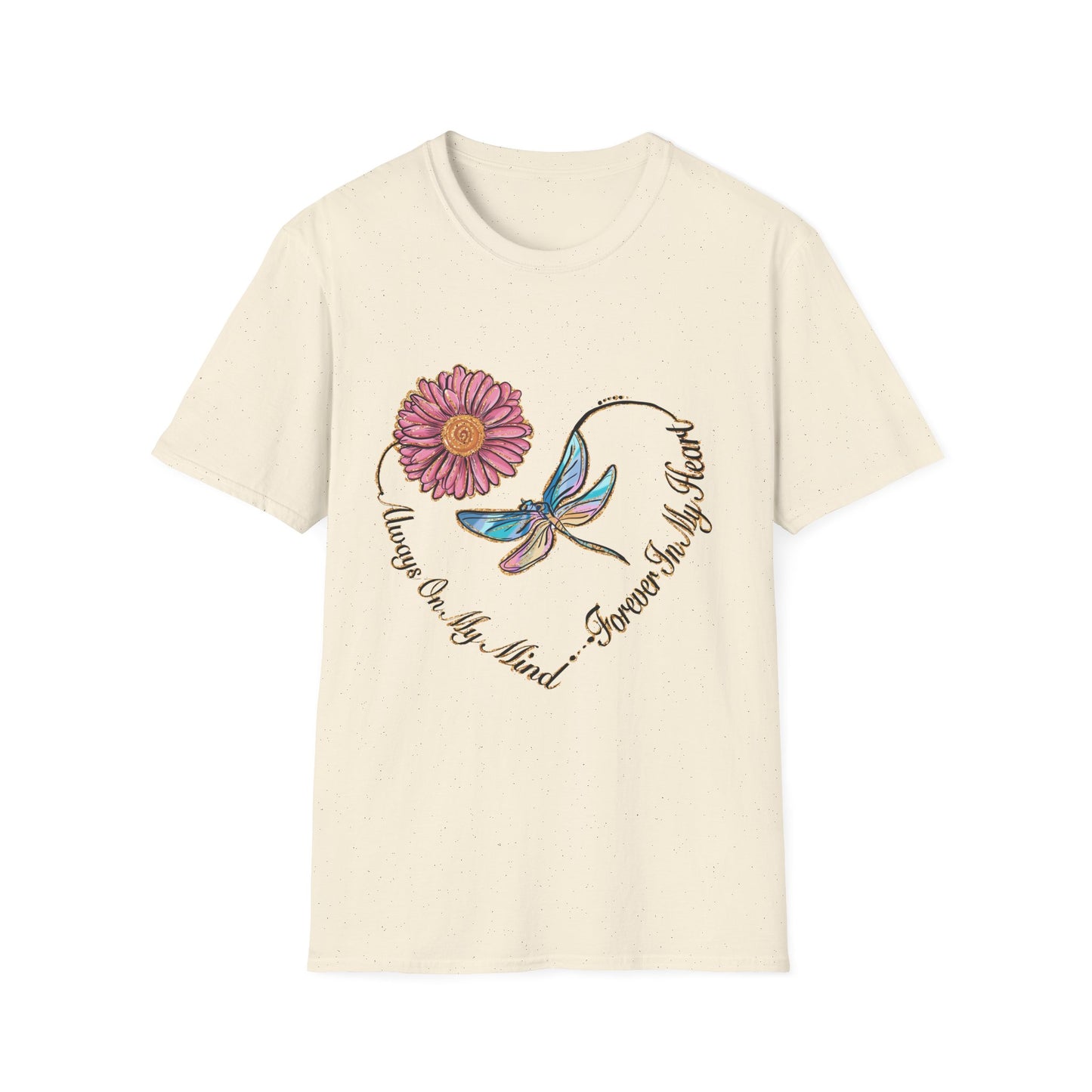 Forever In My Heart Dragonfly & Flower Memorial Tee
