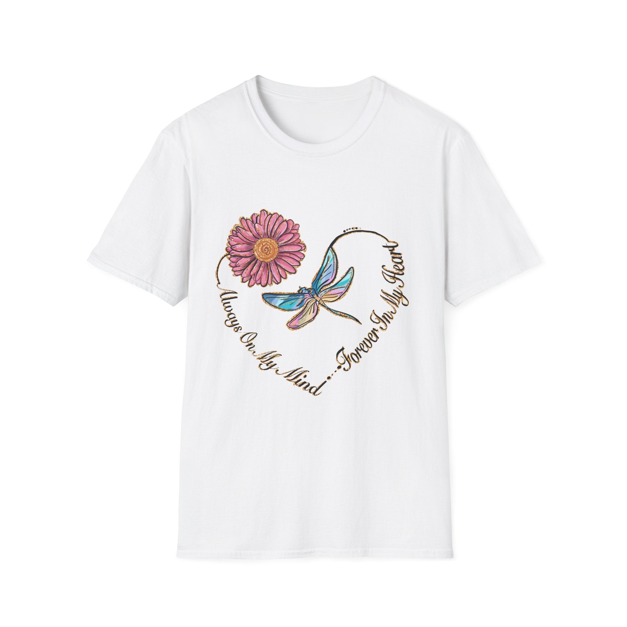 Forever In My Heart Dragonfly & Flower Memorial Tee