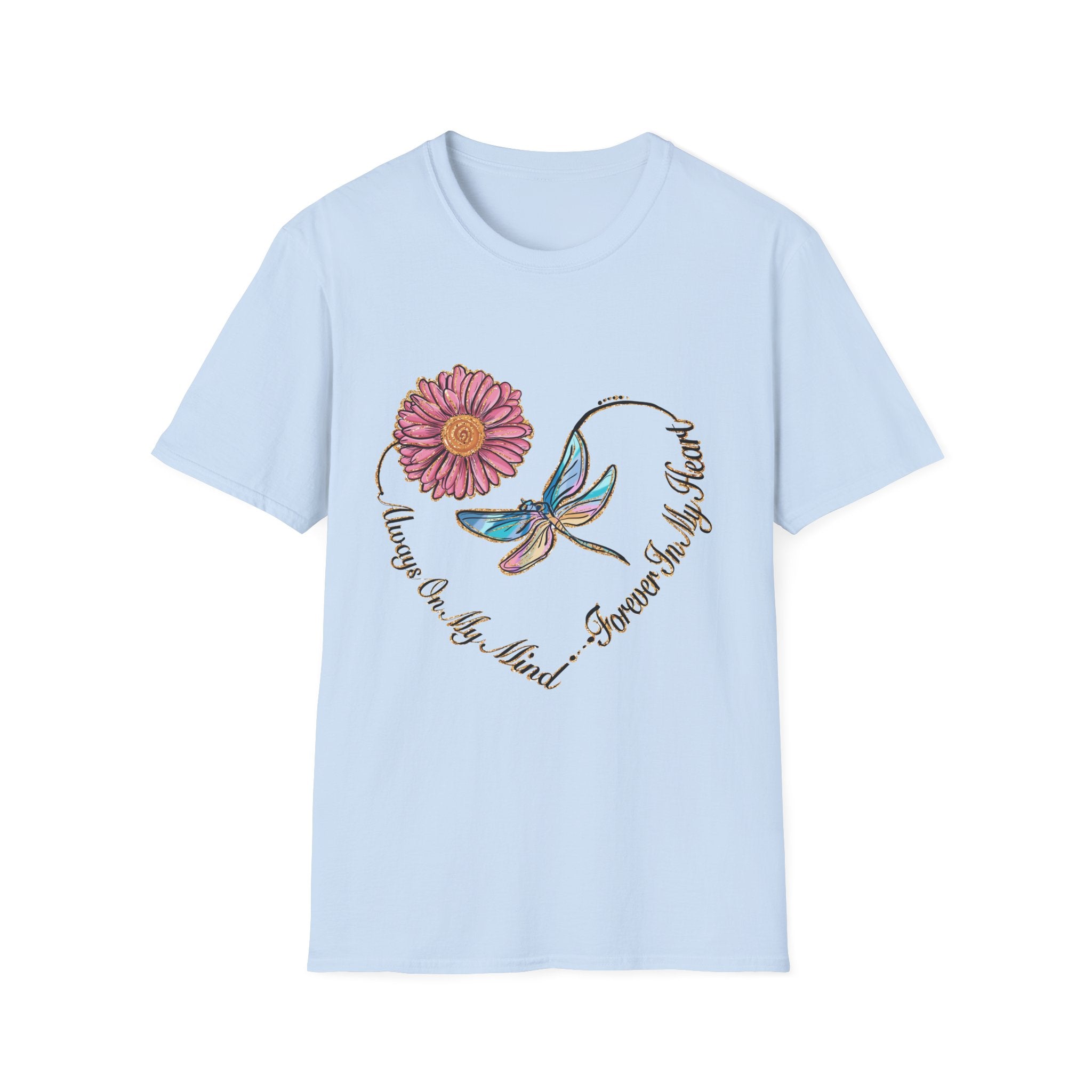 Forever In My Heart Dragonfly & Flower Memorial Tee
