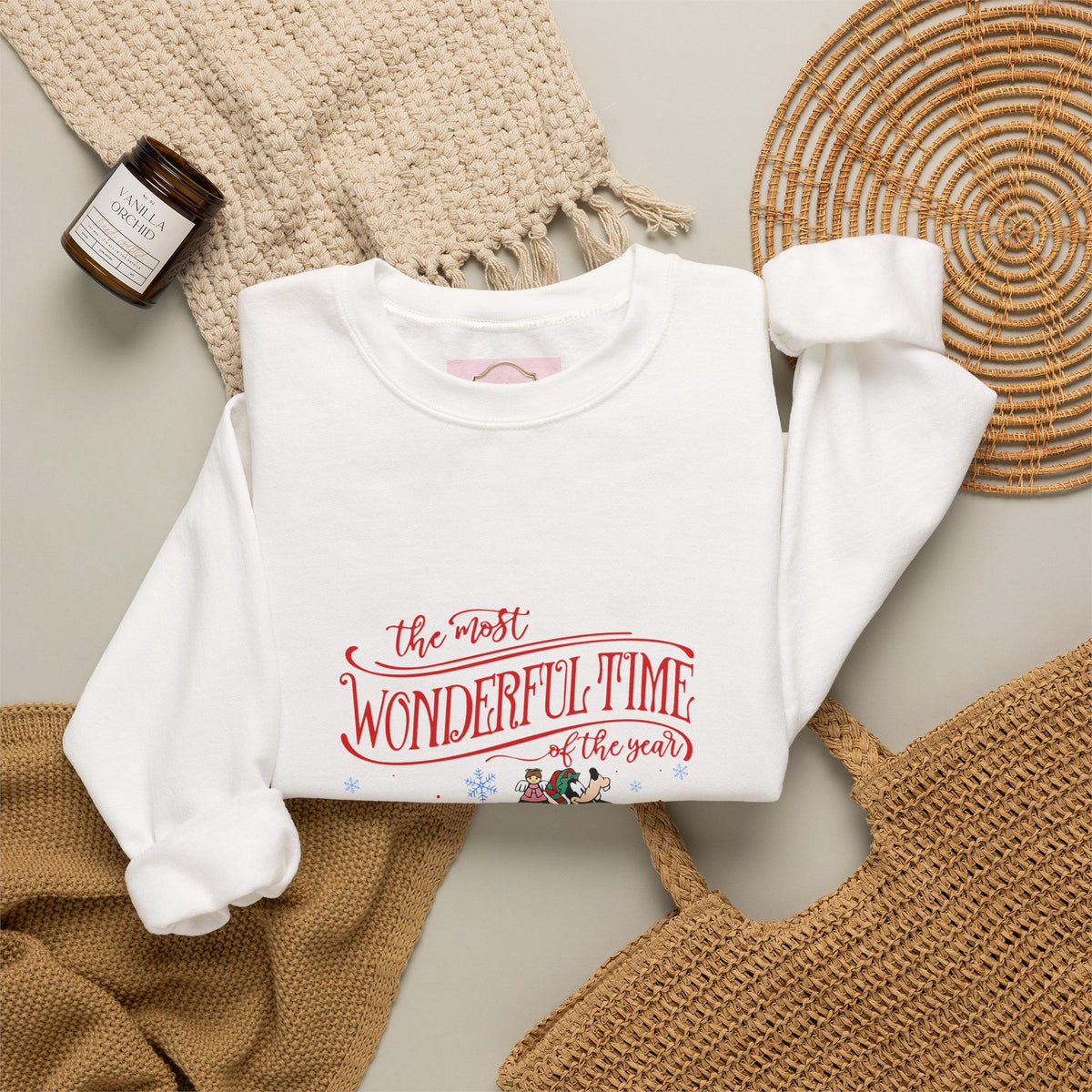 Crewneck Sweatshirt — 'Tis the Most Wonderful Time' Vintage Cartoon Holiday Design