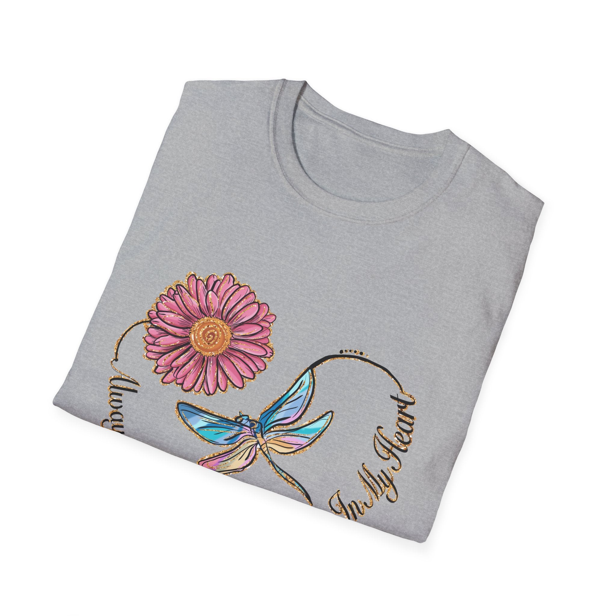 Forever In My Heart Dragonfly & Flower Memorial Tee