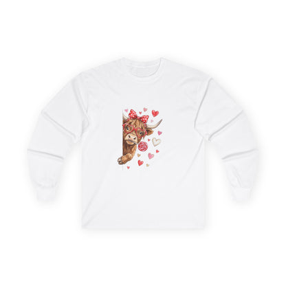 Valentine Cotton Long Sleeve Cow Tee