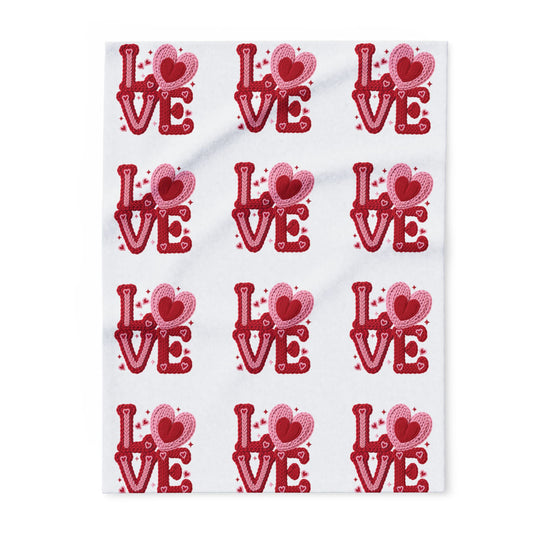 Red 'LOVE' Heart Fleece Blanket