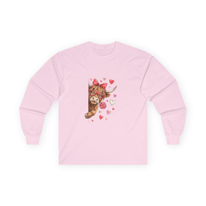 Valentine Cotton Long Sleeve Cow Tee