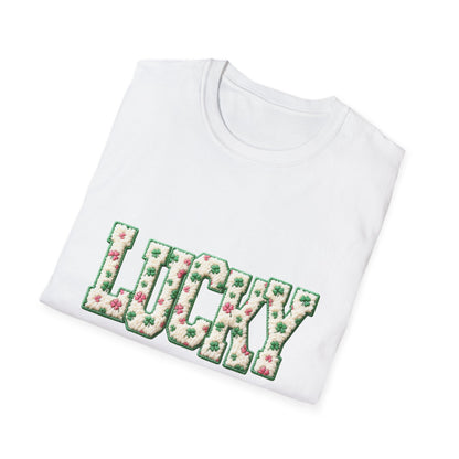 Lucky Clover T-Shirt — Floral ‘LUCKY’ Graphic St. Patrick’s Tee