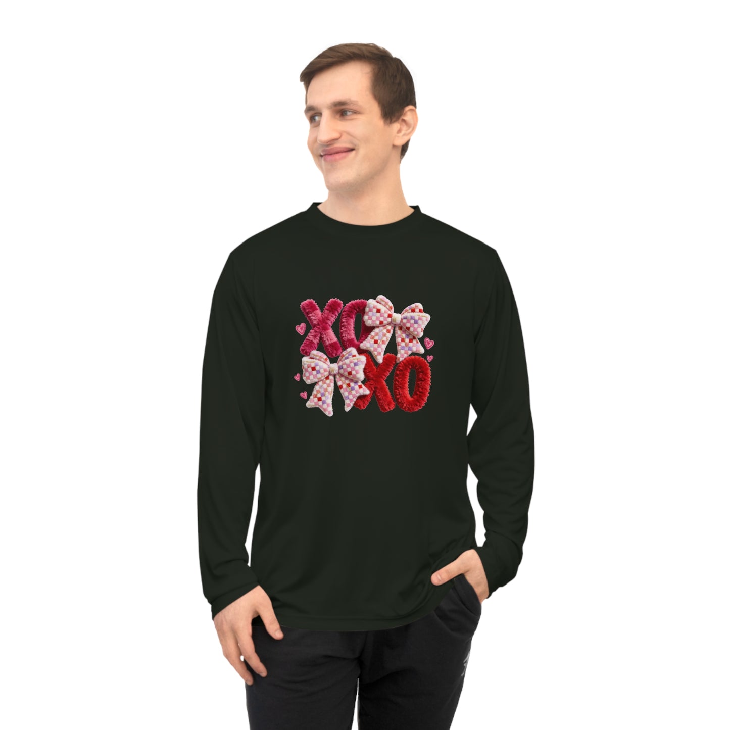 Long Sleeve Shirt — 'XO' Valentine's Floral Hugs & Kisses Performance Tee