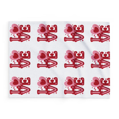 Red 'LOVE' Heart Fleece Blanket