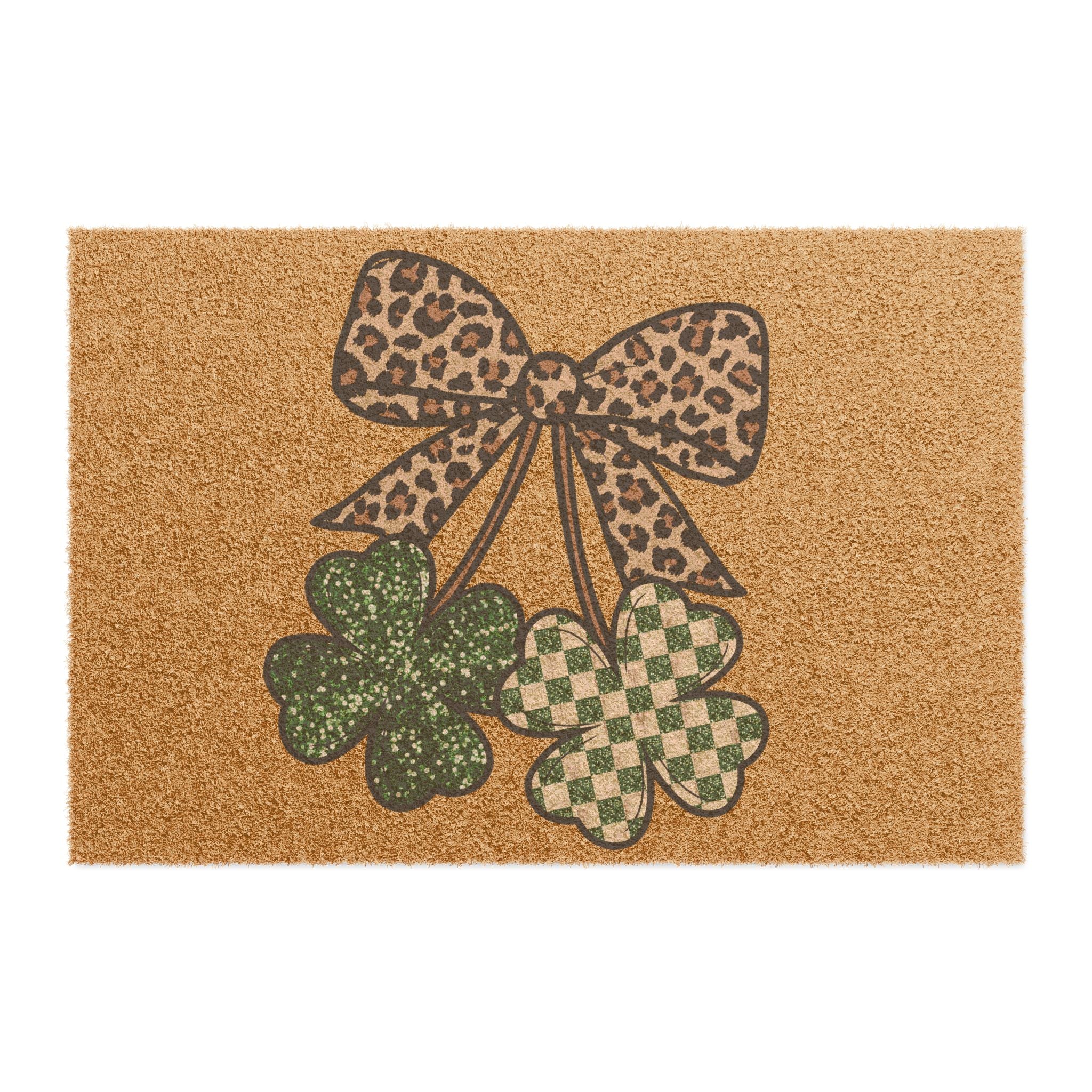 St. Patrick’s Shamrock Bow Doormat — Lucky Green Welcome Mat