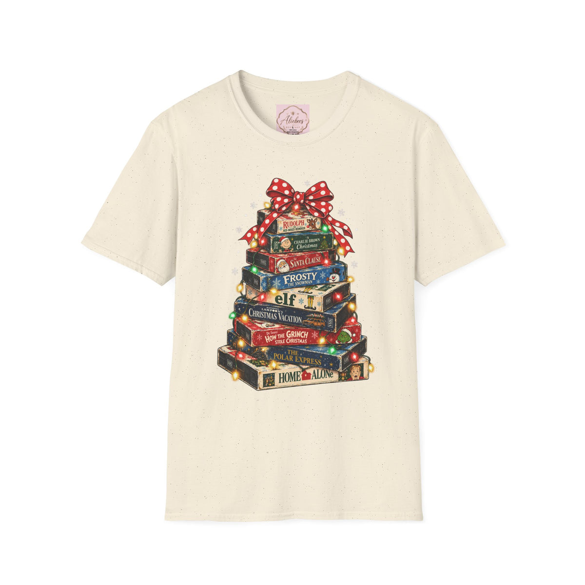 Christmas Book Stack Tree Tee