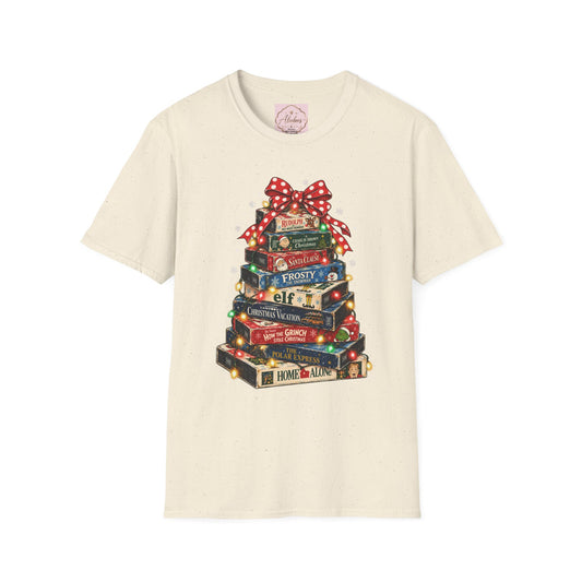 Christmas Book Stack Tree Tee