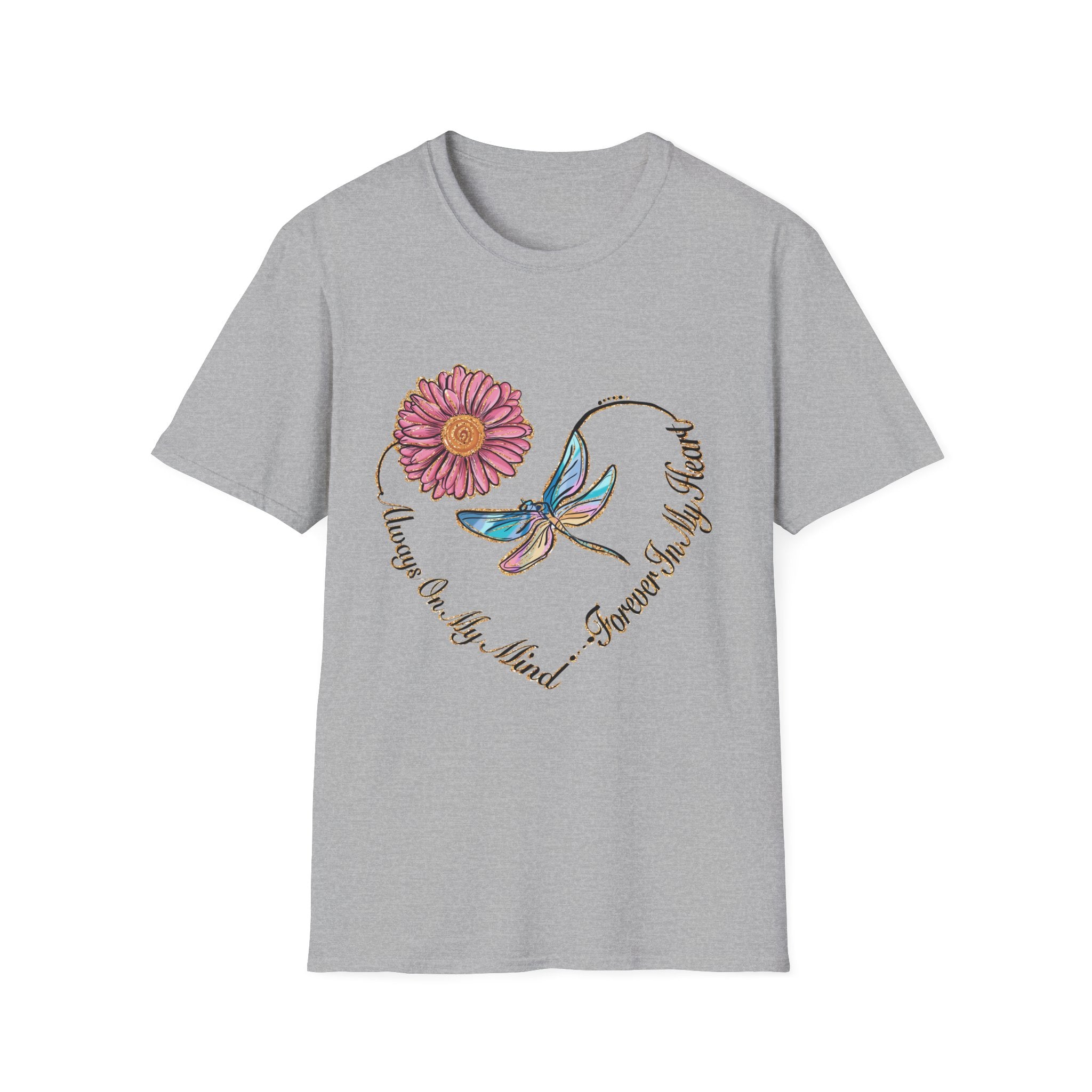 Forever In My Heart Dragonfly & Flower Memorial Tee