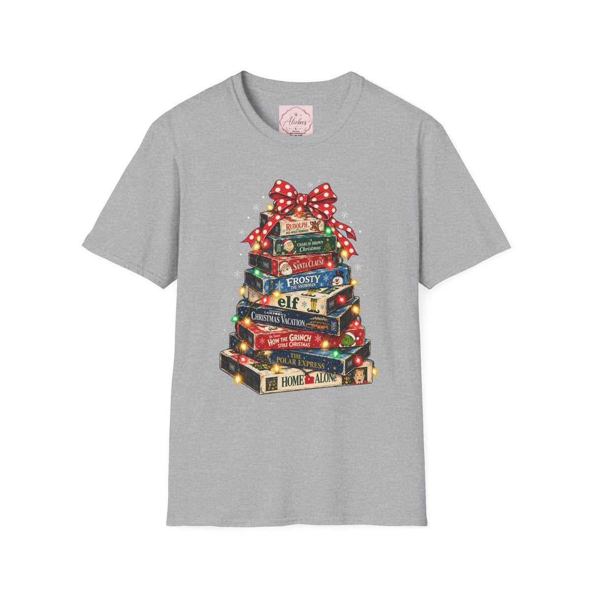 Christmas Book Stack Tree Tee
