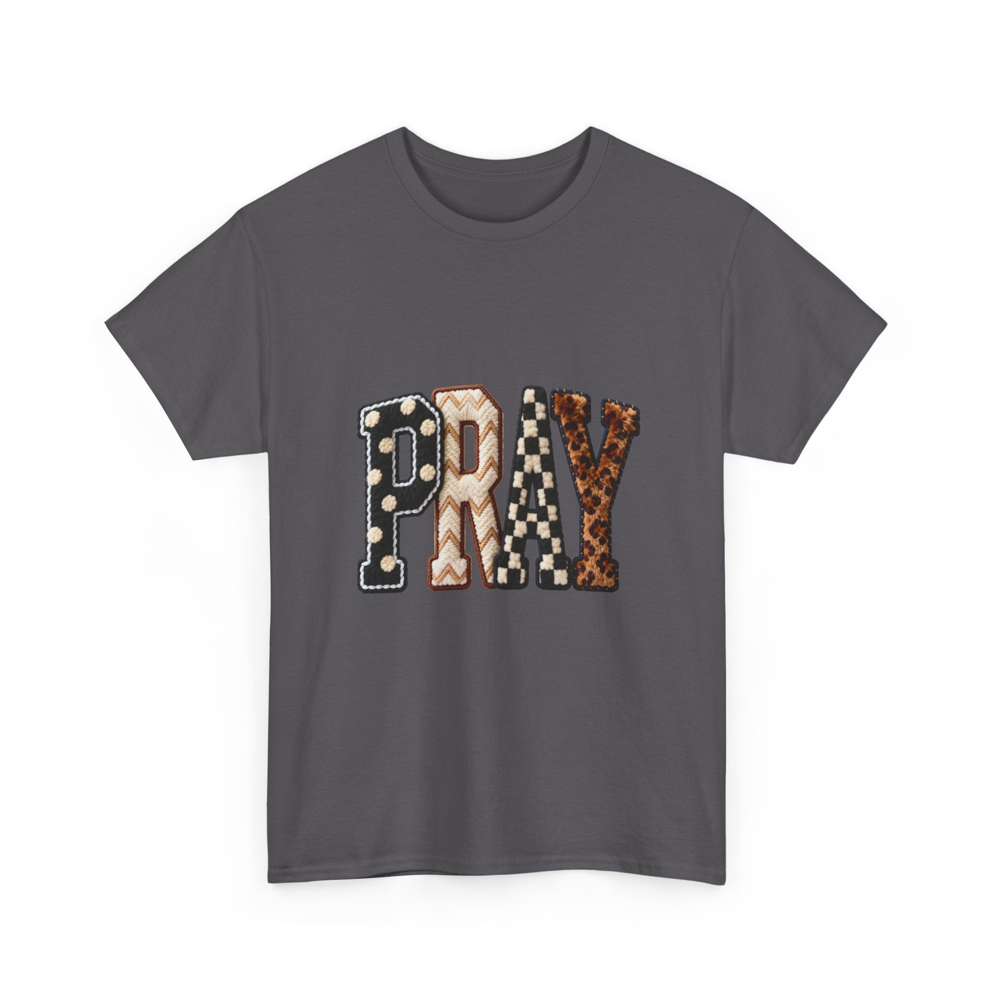 Pray Leopard & Denim Lettering T-Shirt