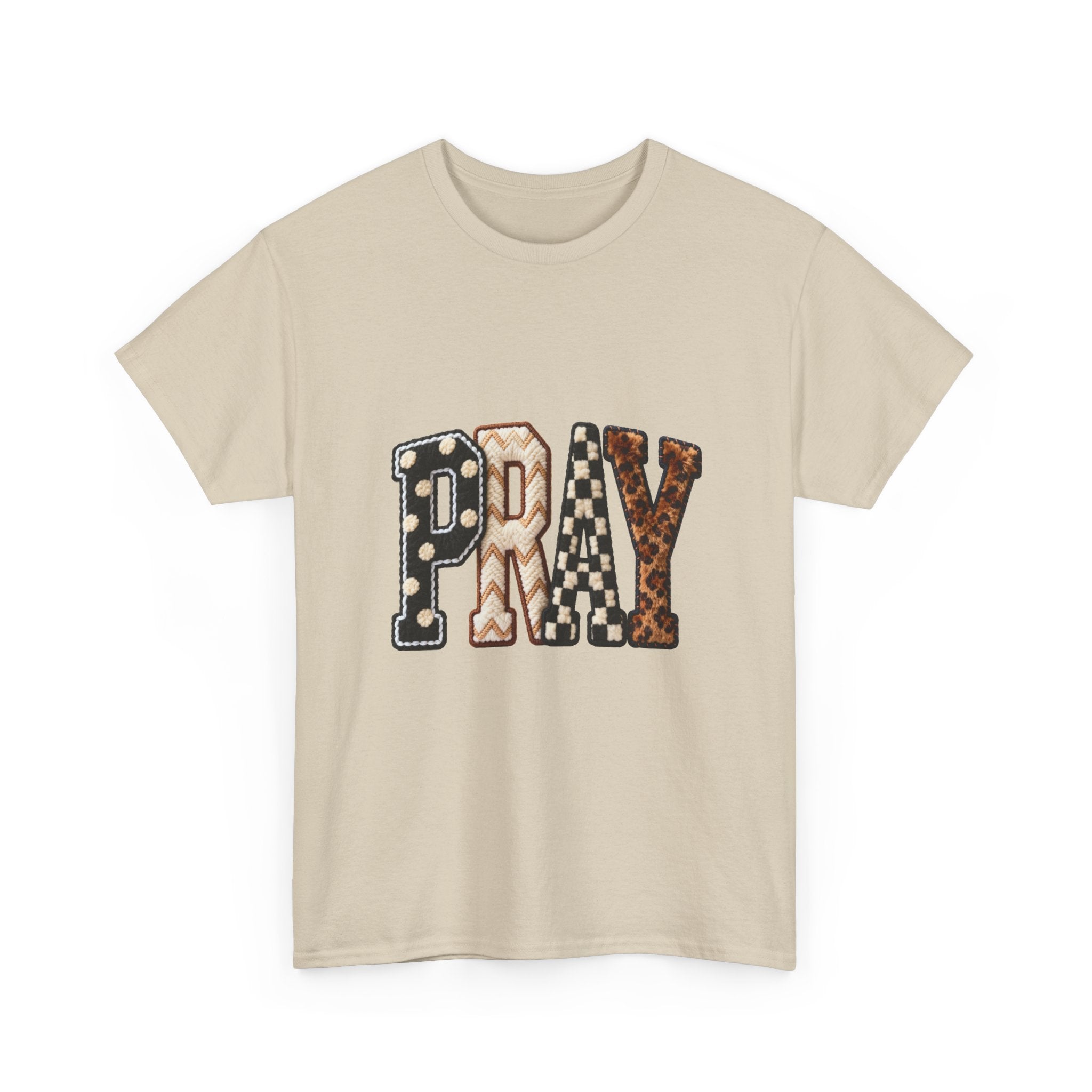 Pray Leopard & Denim Lettering T-Shirt