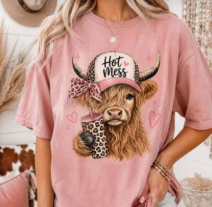 Highland Cow 'Hot Mess' Tee